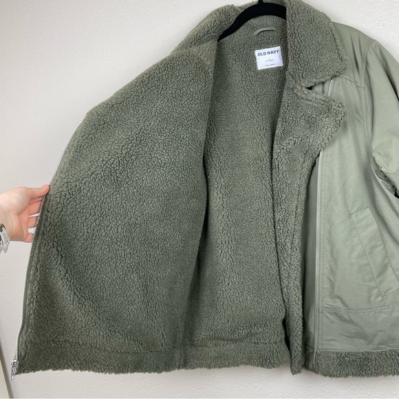 Old Navy Women's Large Sherpa-Lined Utility Jacket Dill Caper Green Coat - Picture 8 of 16